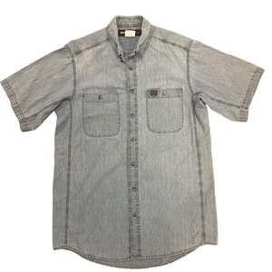 Wrangler Riggs Workwear Short Sleeve Denim Button-Up Shirt Light Blue Large Tall